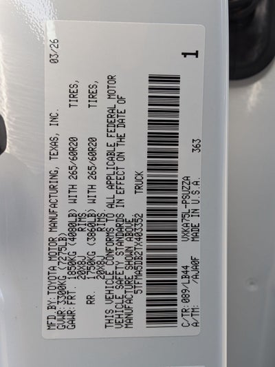 2026 Toyota Tundra 1794 Edition