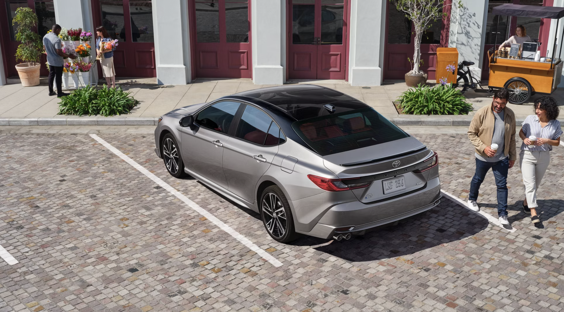 2025 Toyota Camry XSE shown in Heavy Metal with Midnight Black Metallic roof near Newark, OH