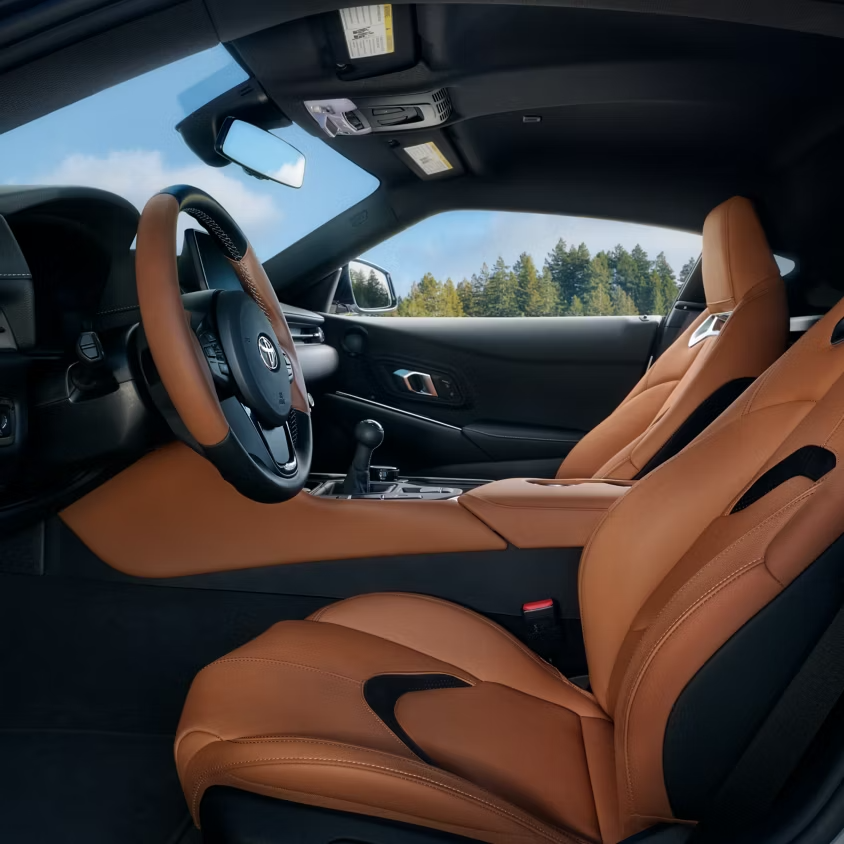 The 2026 GR 3.0 Premium interior shown in Hazelnut-colored leather trim for sale near Newark